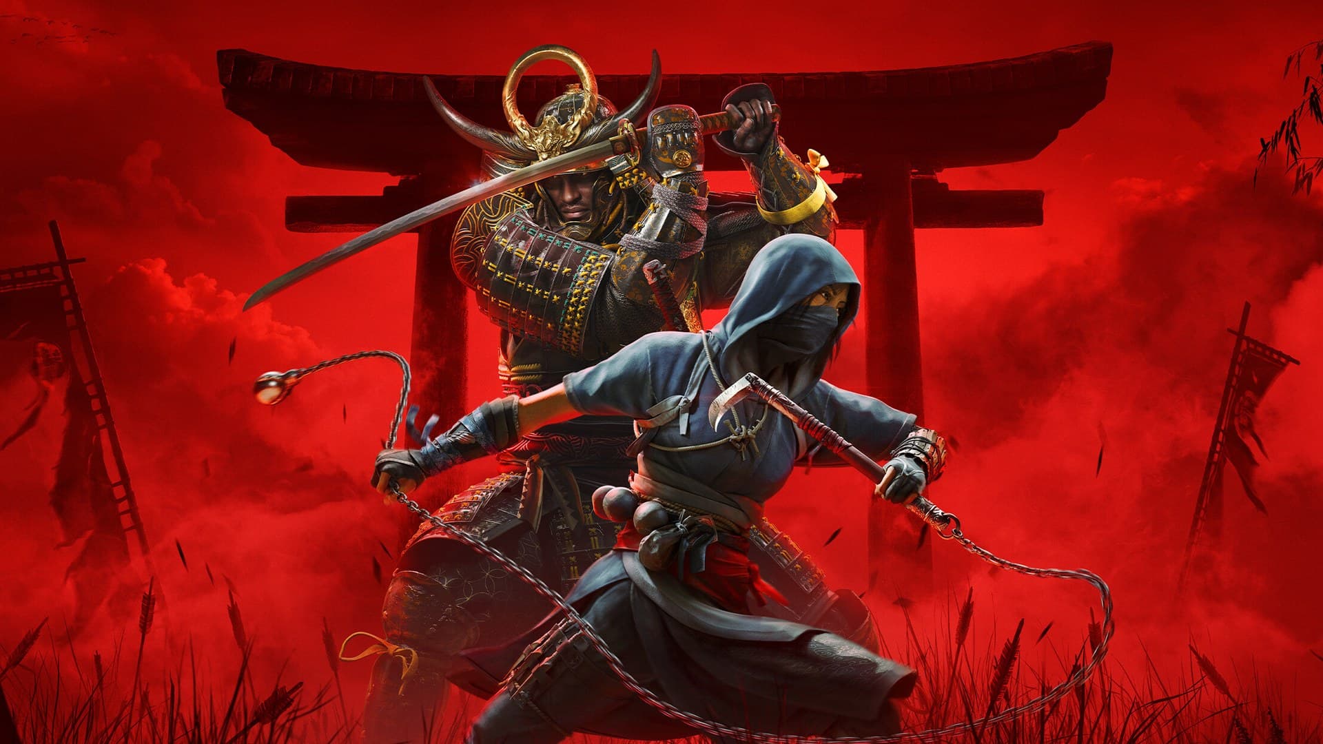 Assassin's Creed Shadows Black Tides DLC key art featuring feudal Japan setting