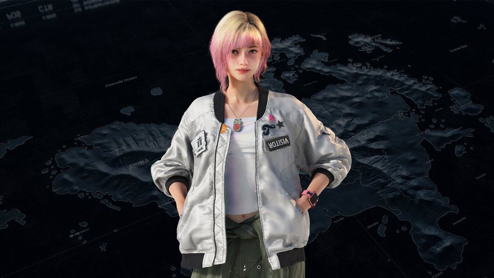 Tasha the pink-haired pilot from Ace Combat 8 Wings of Theve