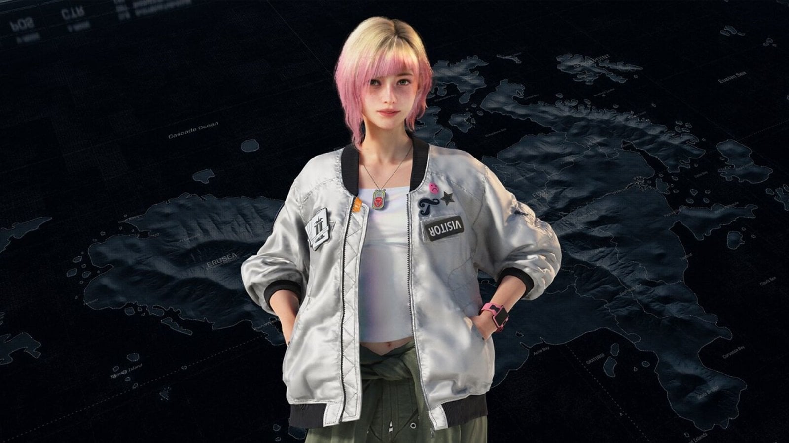 Tasha the pink-haired pilot from Ace Combat 8 Wings of Theve