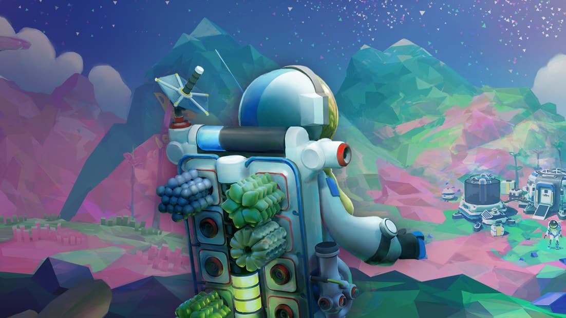 Astroneer space exploration game with Intermodal Terminal megastructure in orbit