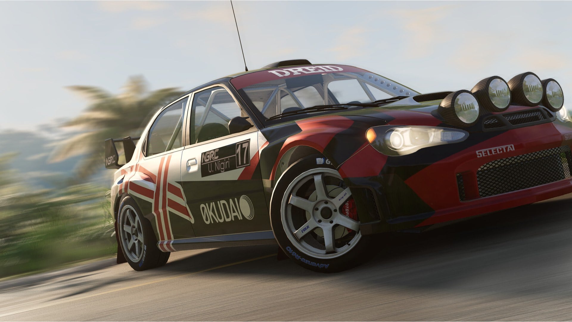 BeamNG.drive vehicle in first-person driver view with camera controls visible on screen.