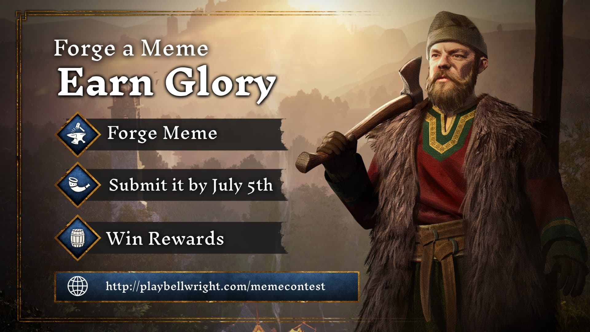 Bellwright community meme competition announcement with contest details and prizes