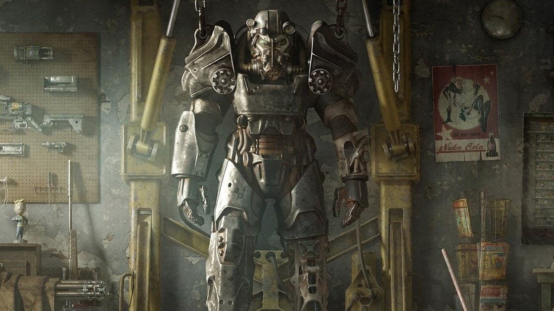 Bethesda Game Studios logo displayed against a dark backdrop with Fallout imagery