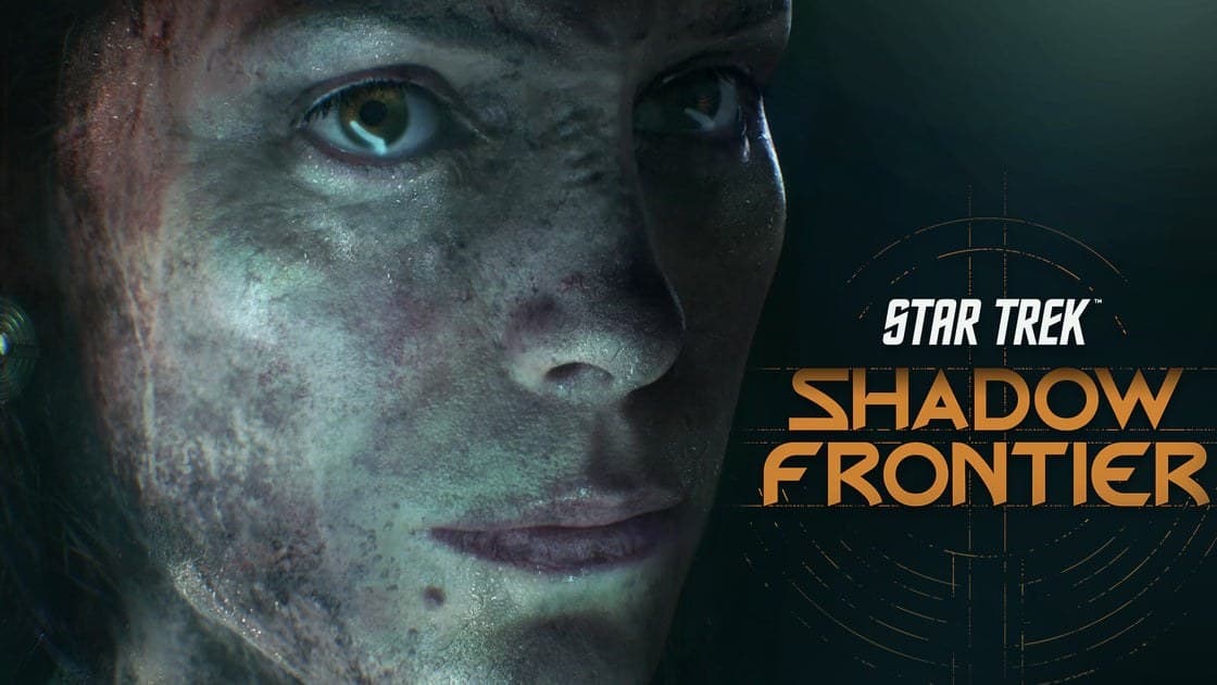 Star Trek Shadow Frontier key art showing Ro Laren on a dark alien planet