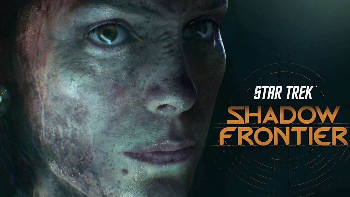 Star Trek Shadow Frontier key art showing Ro Laren on a dark alien planet