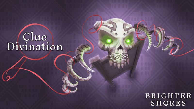 Brighter Shores Bonewright character with glowing skull in Cave of the Future
