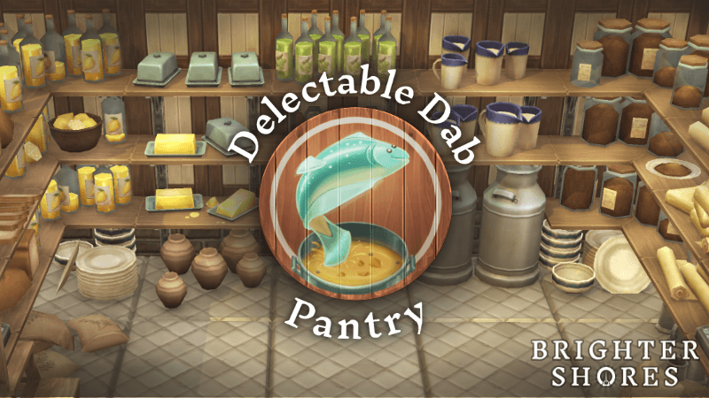 Brighter Shores Fortunehold Farm with Porletta and pantry ingredients, Merchant interface visible