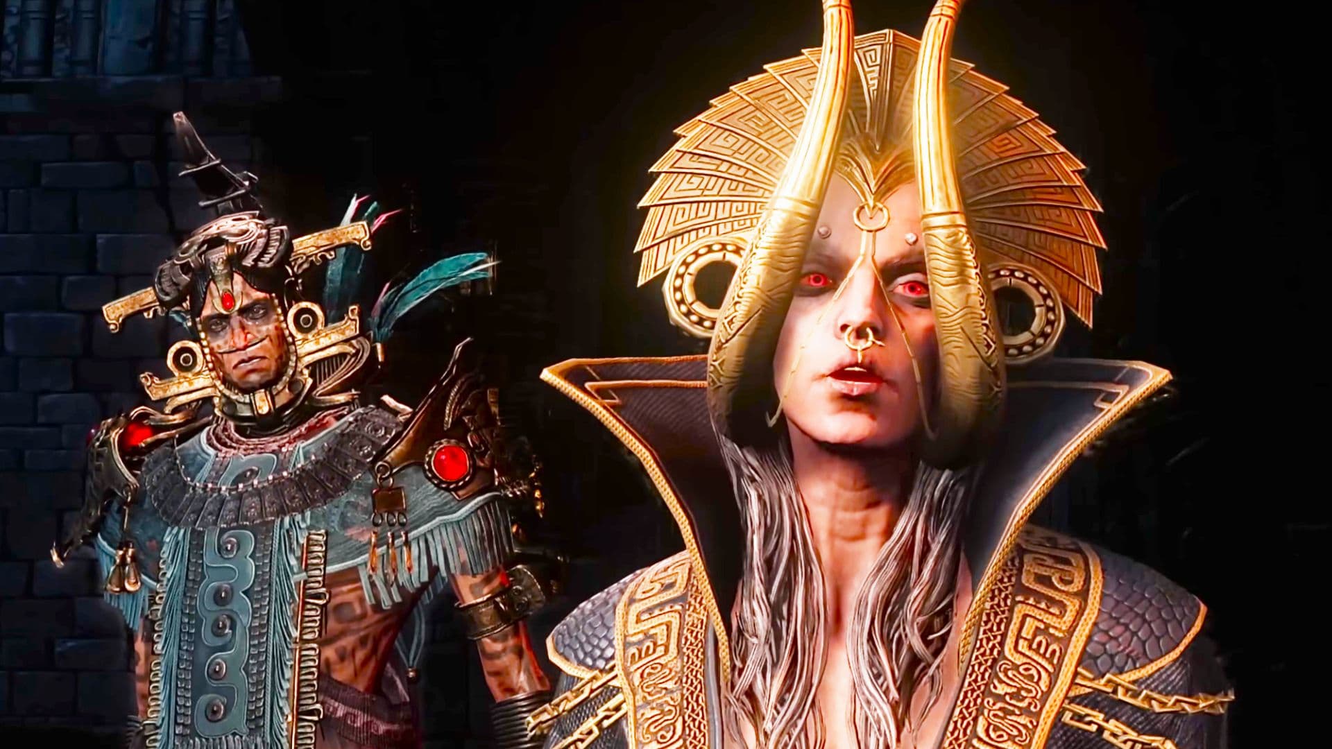 Path of Exile 2 temple dungeon environment with glowing loot and ancient architecture