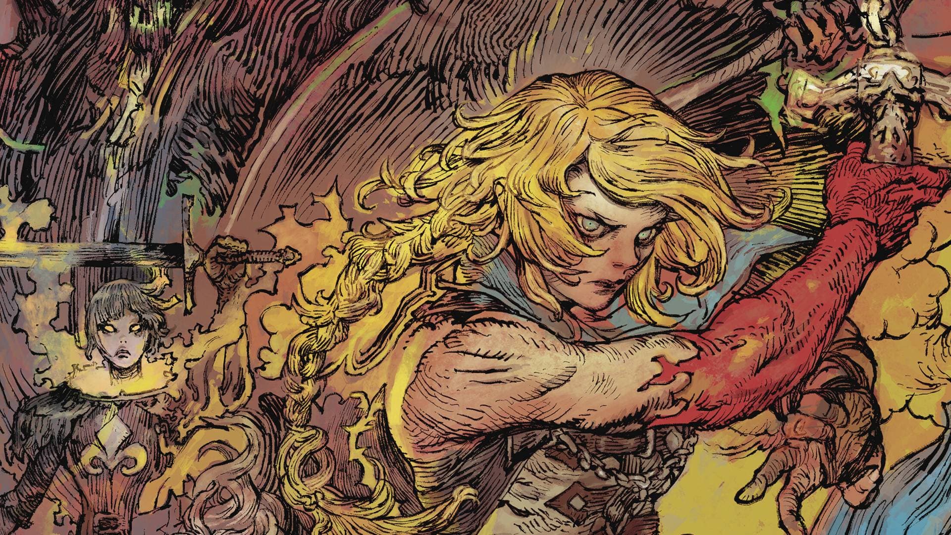 Rose Belmont wielding the Vampire Killer whip in Castlevania Belmont's Curse key art