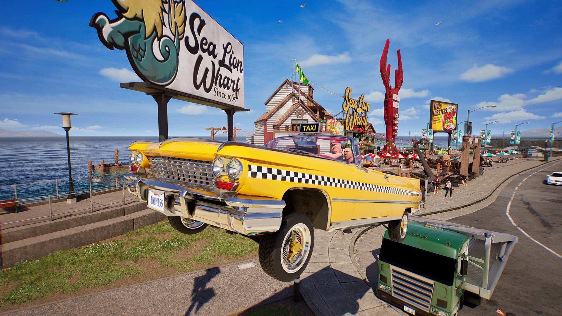 Crazy Taxi: World Tour West Coast map with a taxi speeding through San Francisco streets