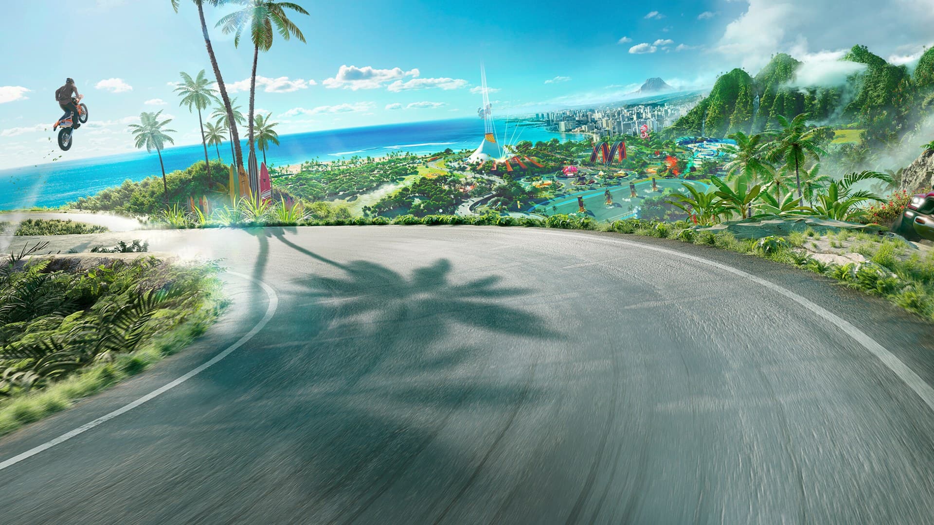 The Crew Motorfest open world racing gameplay on Hawaiian roads with sports cars