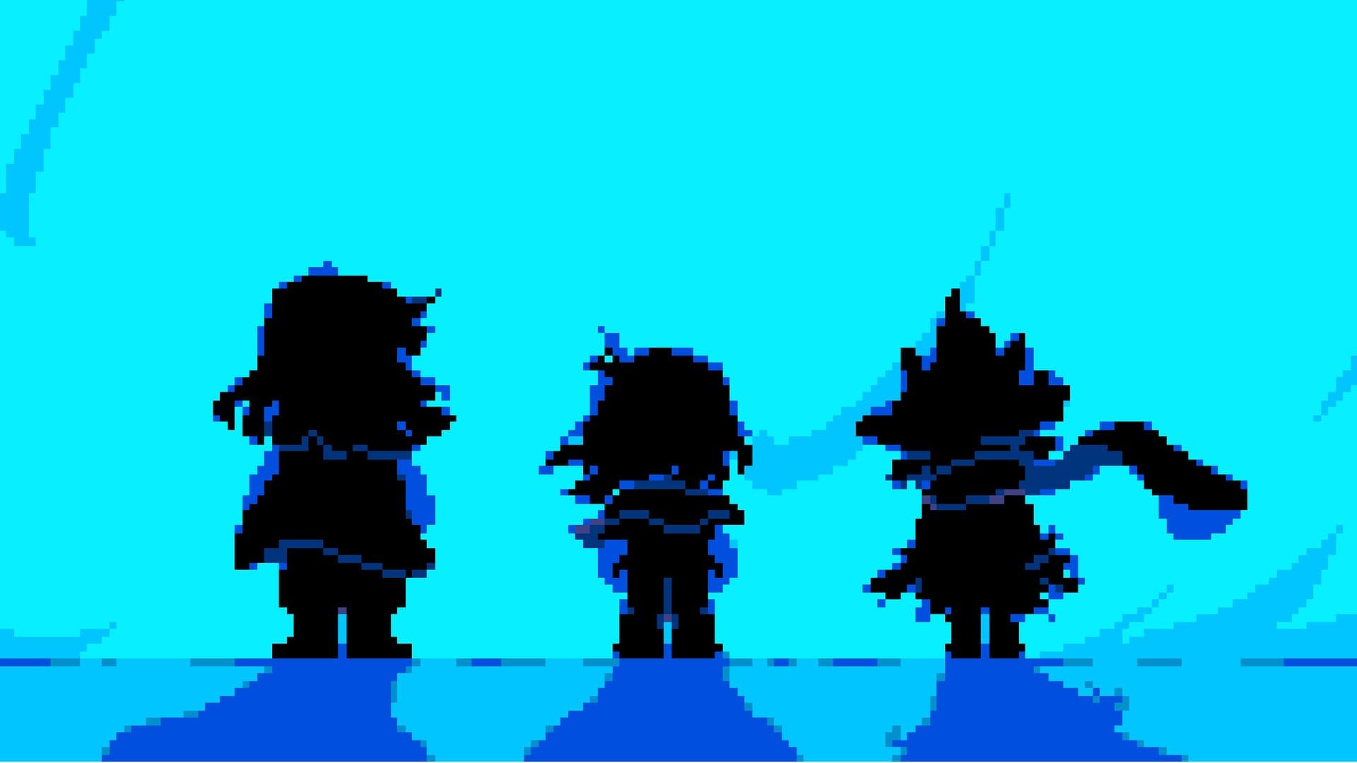 Deltarune Chapter 5 key art featuring Kris and party in the Dark World