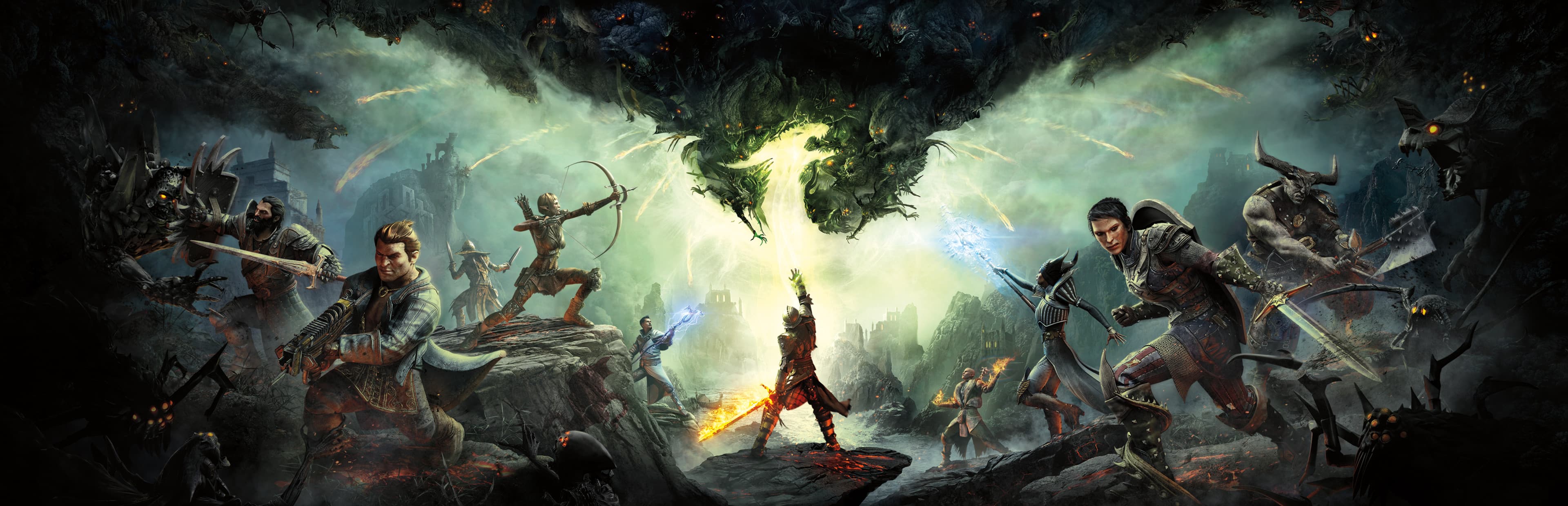 Dragon Age The Veilguard key art featuring the game's protagonist and companions