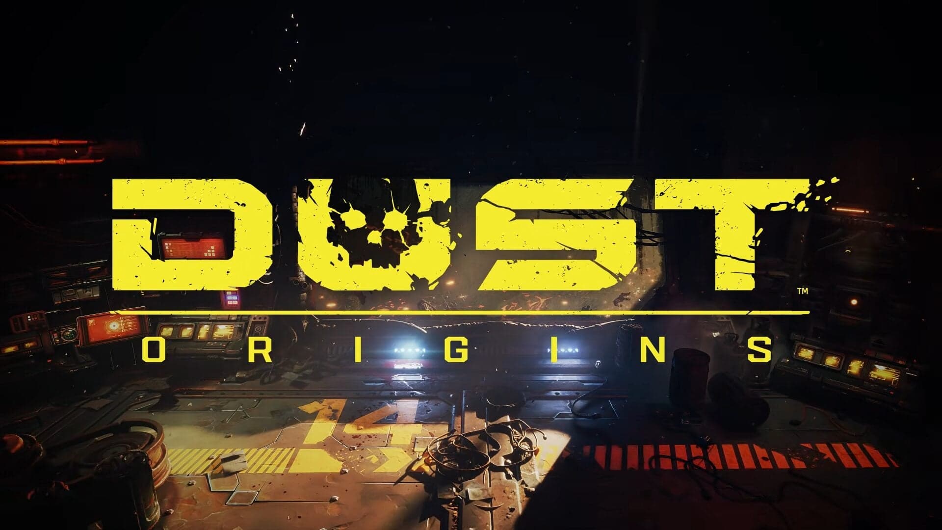 DUST Origins teaser art showing a dark sci-fi orbital prison station setting