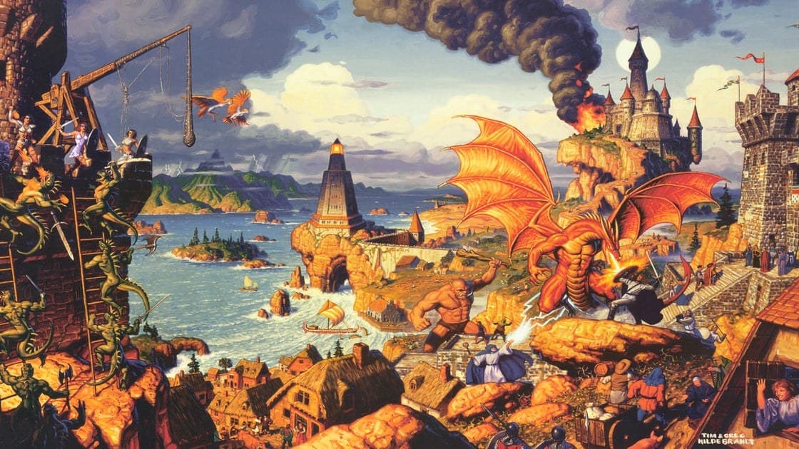 Richard Garriott Lord British alongside classic Ultima RPG game artwork