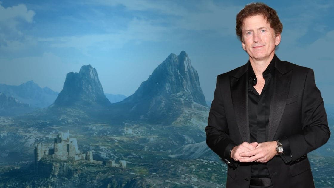 The Elder Scrolls 6 teaser landscape showing a mountainous fantasy horizon at dawn
