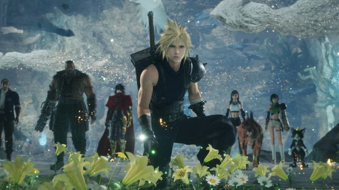 Cloud Strife in Final Fantasy 7 Revelation looking introspective during a story scene