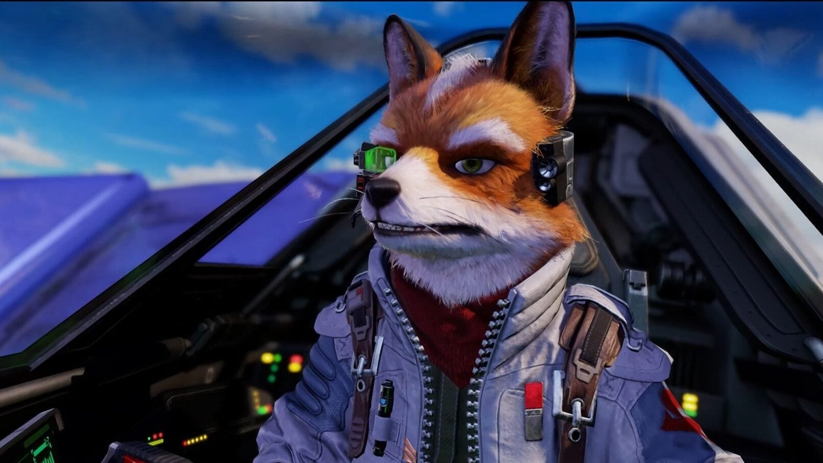 Fox McCloud in his Arwing cockpit in Star Fox for Nintendo Switch 2