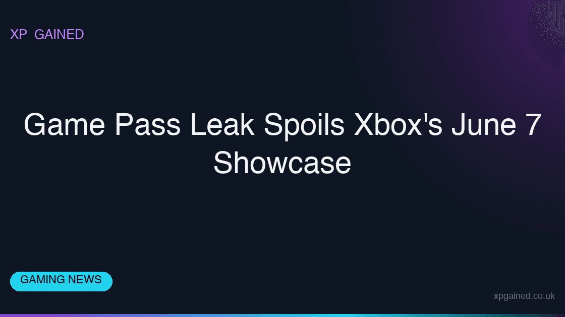 Xbox Games Showcase 2026 logo with Game Pass branding on a stage screen