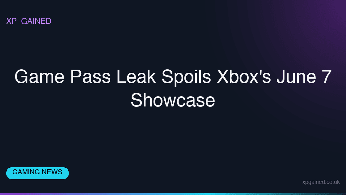 Xbox Games Showcase 2026 logo with Game Pass branding on a stage screen