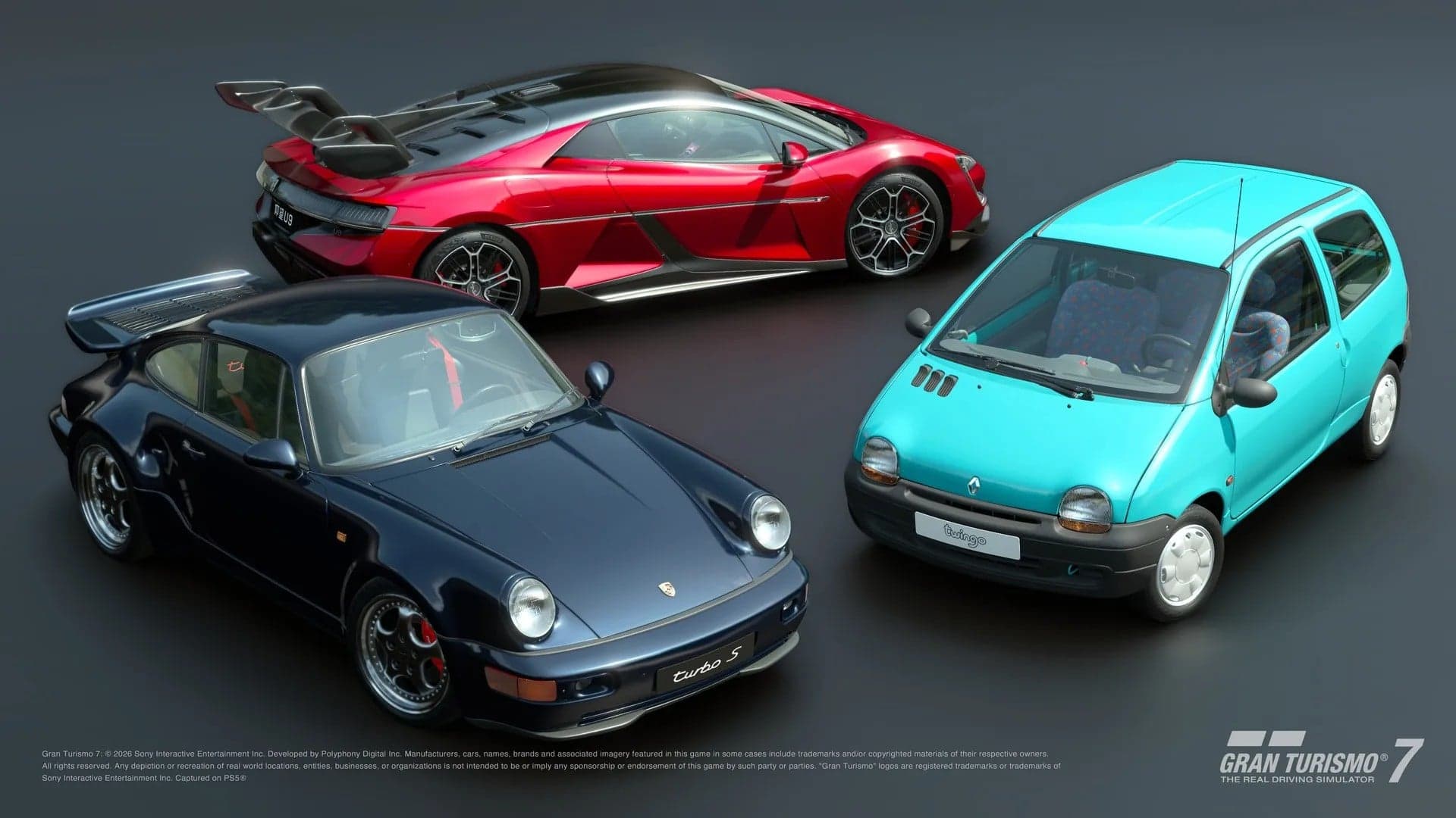 Article header image for Gran Turismo 7 Drops a 1,286-BHP Supercar and a Twingo