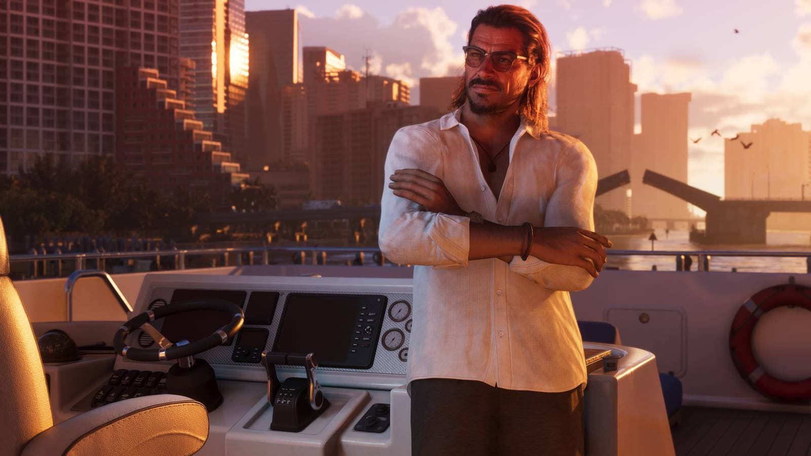 Grand Theft Auto 6 key art featuring Lucia against a Vice City backdrop