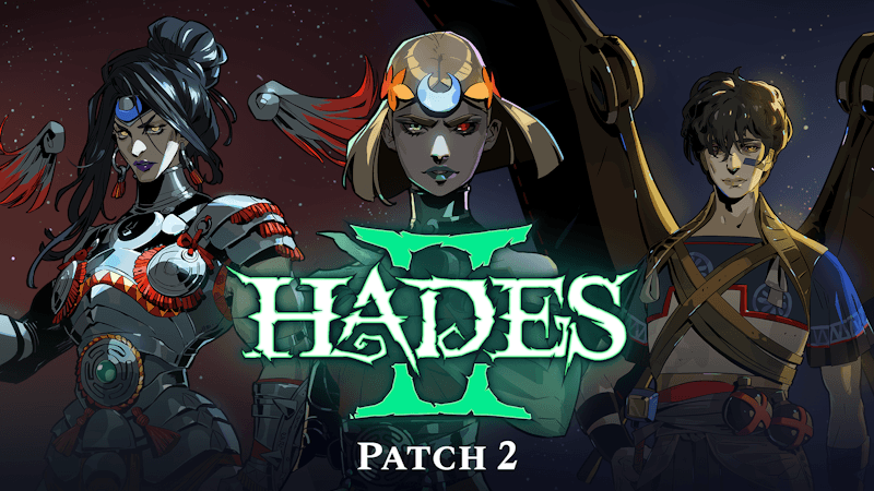 Hades II key art featuring Melinoë with glowing boon effects and boss silhouettes