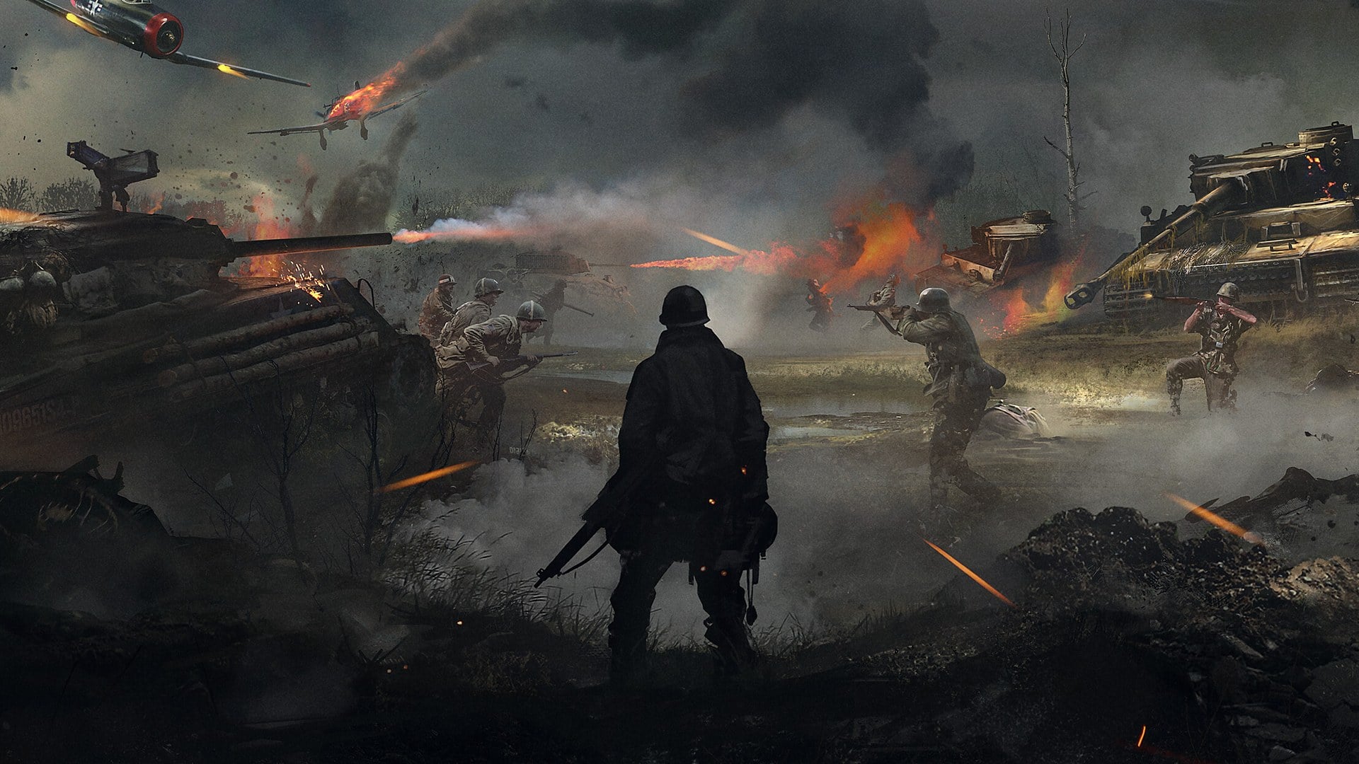 Hell Let Loose soldiers storming Juno Beach during the D-Day Normandy invasion