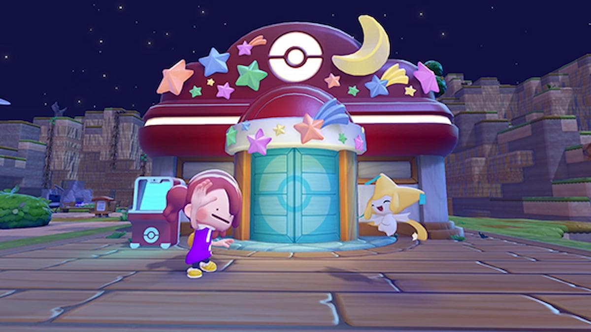 Jirachi appearing at a Pokémon Center in Pokémon Pokopia on Switch 2