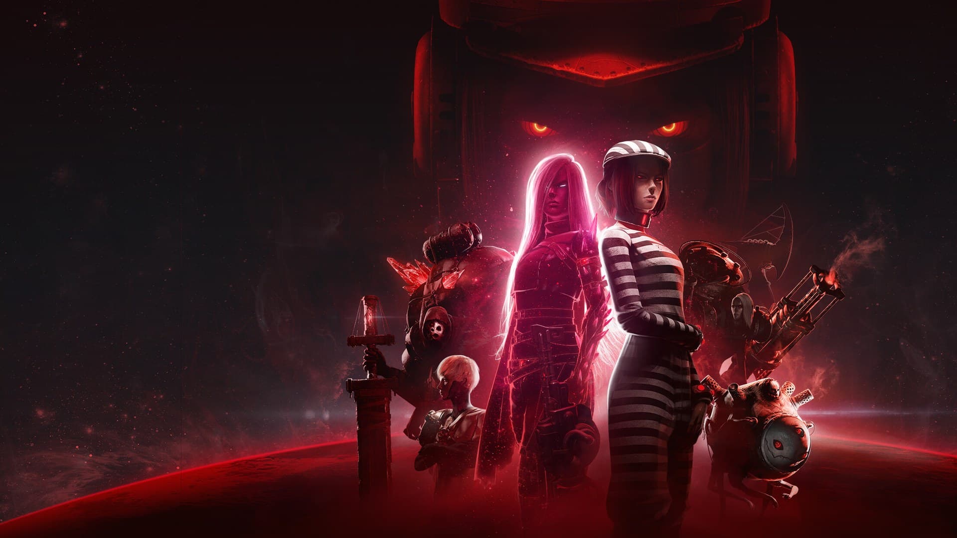 Luna Abyss sci-fi bullet hell first-person shooter environment with imposing megastructure