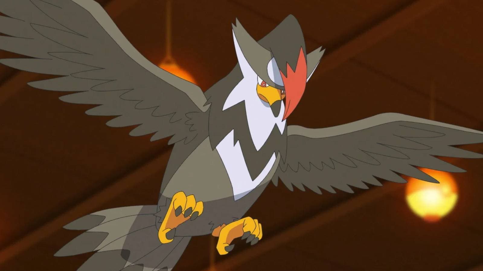 Mega Staraptor flying in Pokemon Champions competitive battle scene