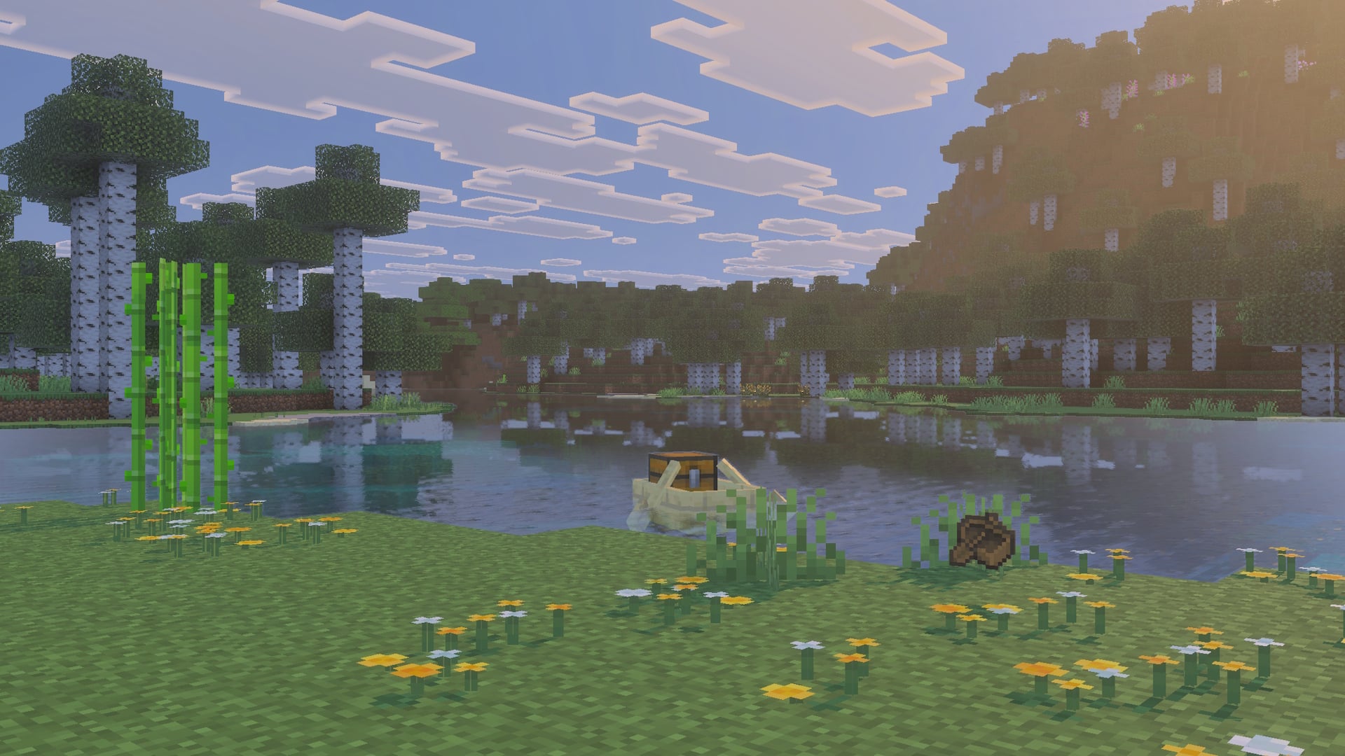 Minecraft Bedrock key art with blocky landscape and creative building elements