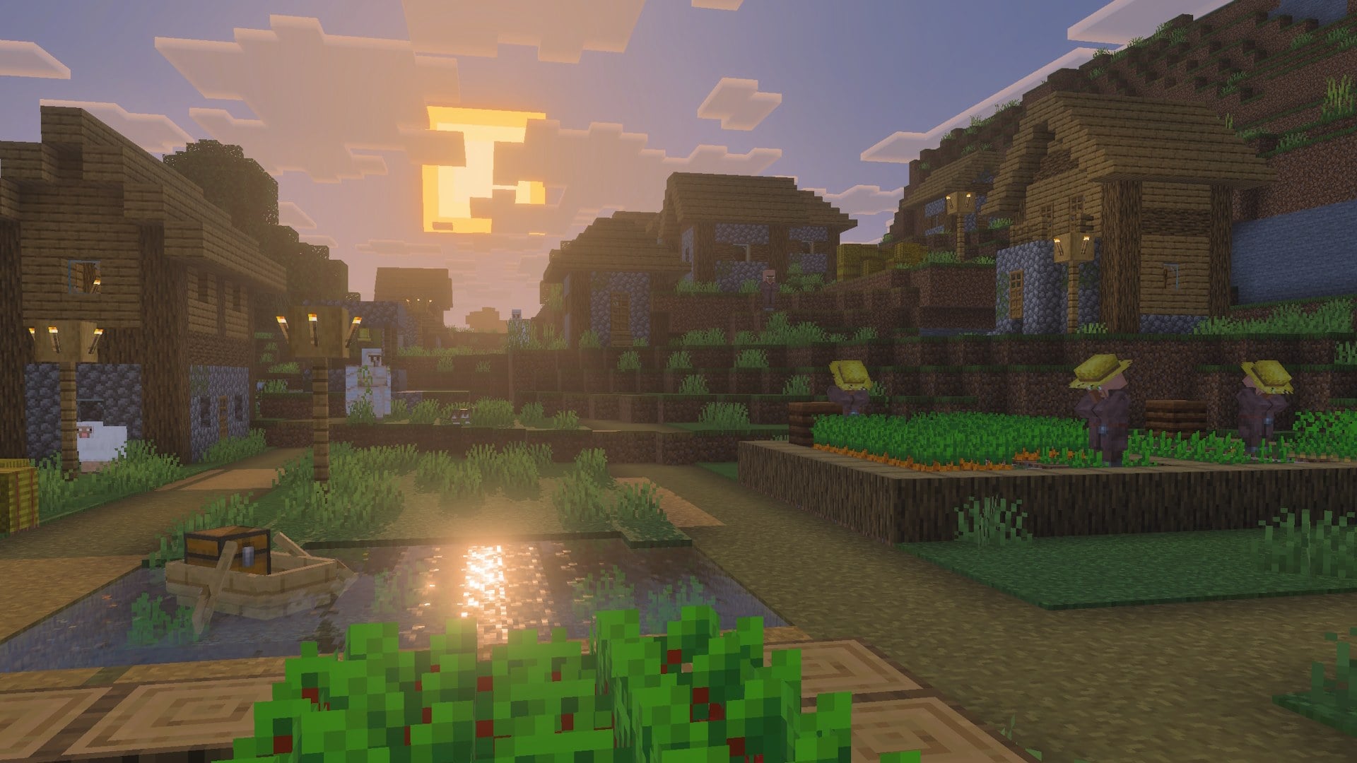 Minecraft Bedrock forest biome with colourful Poplar trees and new wooden blocks.