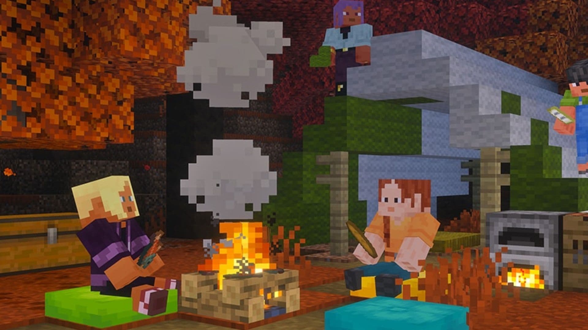 Minecraft Dungeons II hero characters wielding weapons in a fantasy dungeon setting