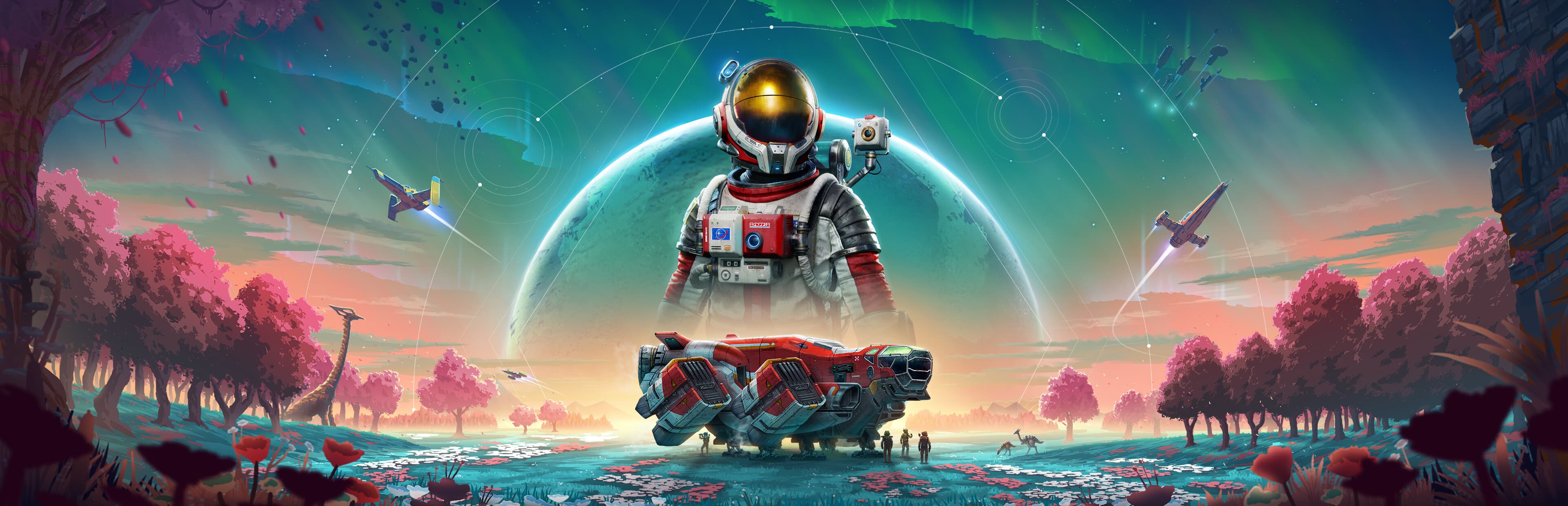 No Man's Sky The Swarm update key art showing corrupted sentinel swarm in space
