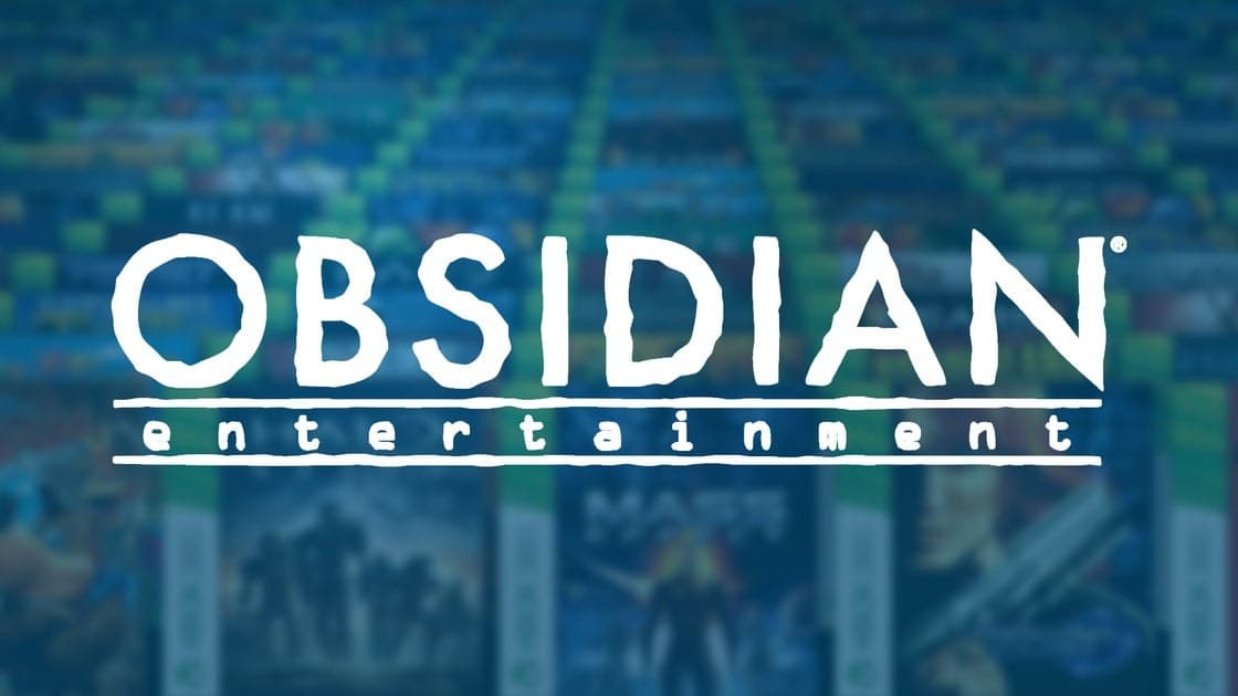 Obsidian Entertainment logo against a backdrop of Avowed key art featuring a fantasy landscape