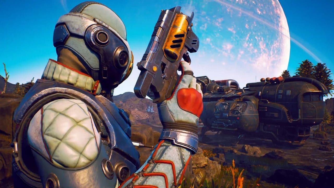 The Outer Worlds Spacer's Choice Edition key art featuring a space colonist
