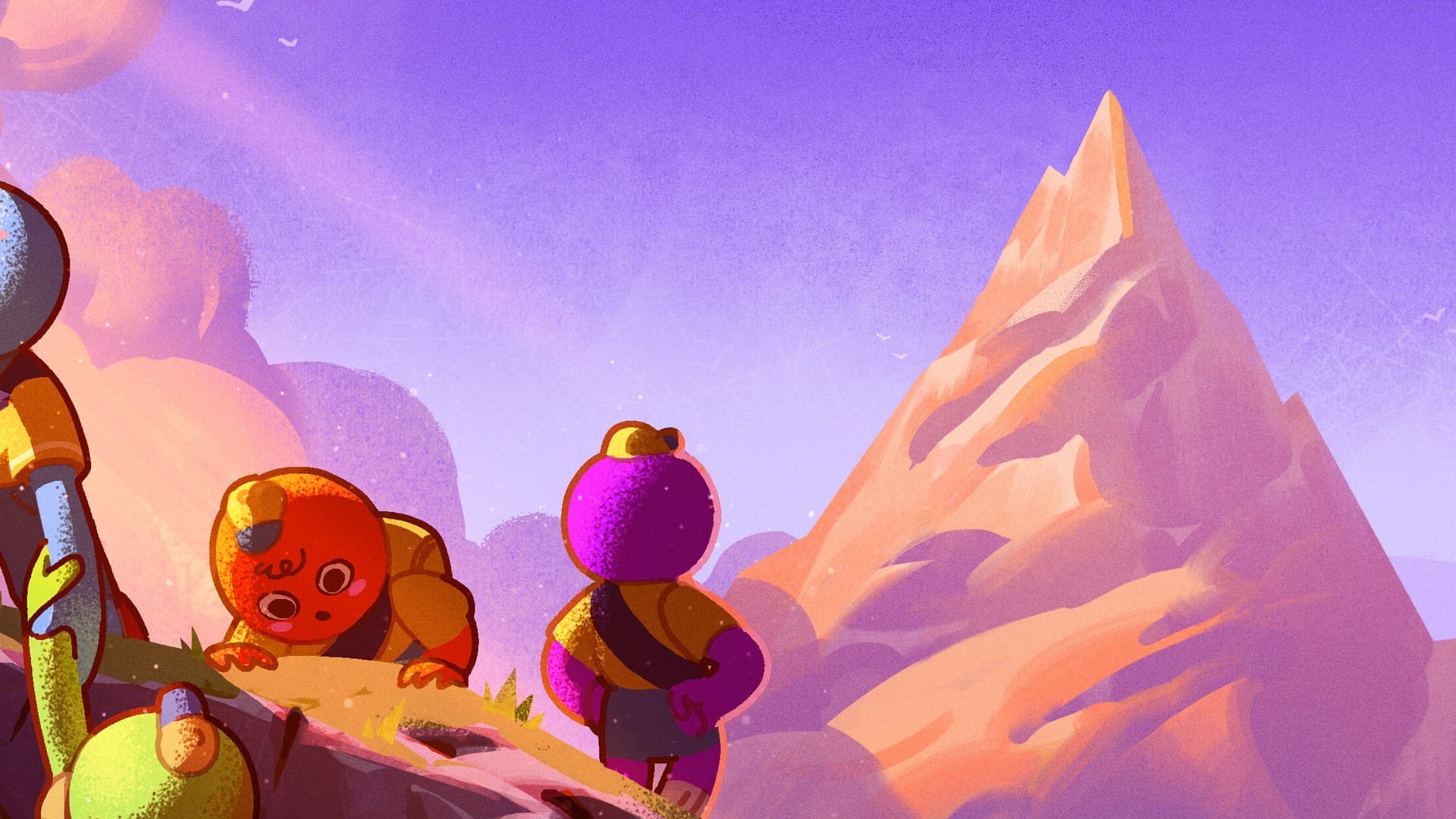 PEAK game key art showing mountain climbers navigating a dangerous snowy peak