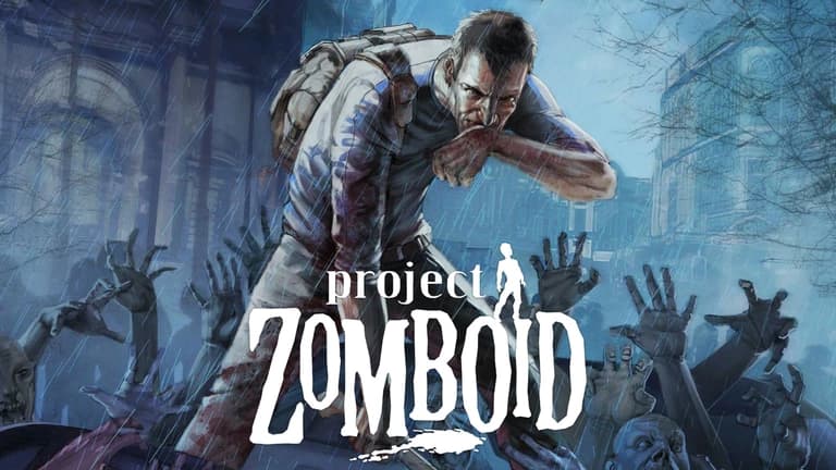 Project Zomboid survivors scavenging in a dark post-apocalyptic town at night