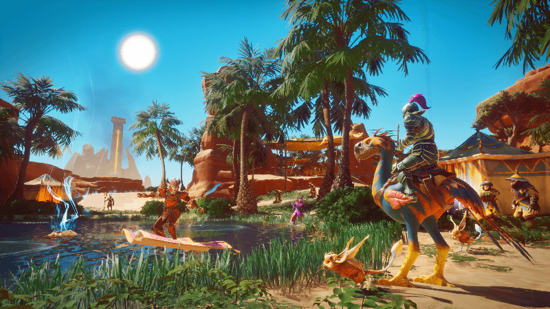RuneScape Dragonwilds desert landscape with sand dunes, environmental hazards, and the Umbral Sands region