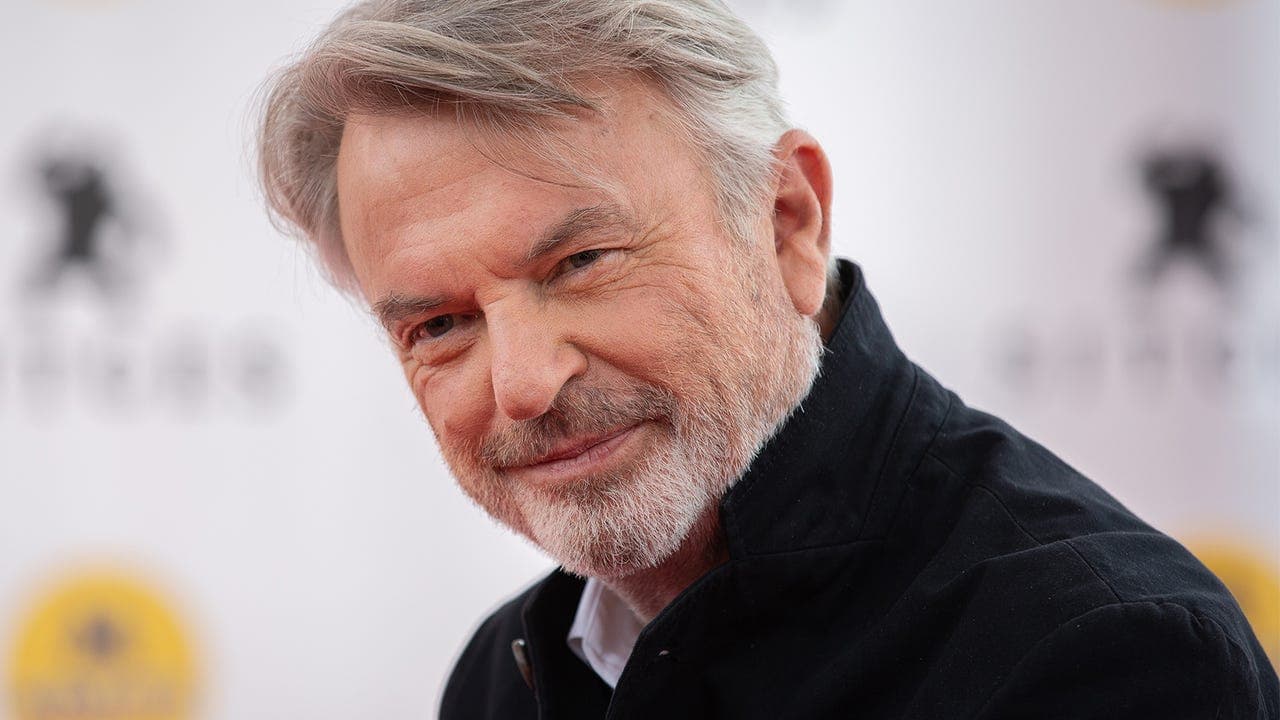 Sam Neill in a promotional image alongside The Legend of Zelda movie branding