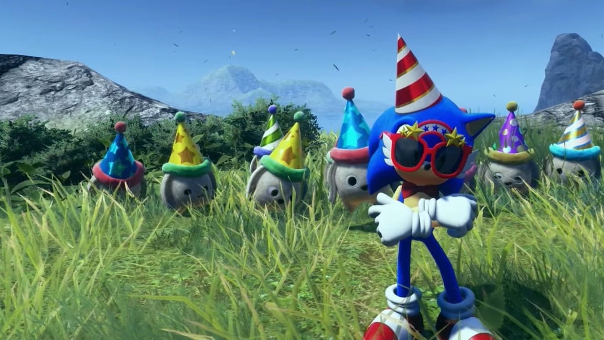 Sonic the Hedgehog running across Starfall Islands in Sonic Frontiers Definitive Edition