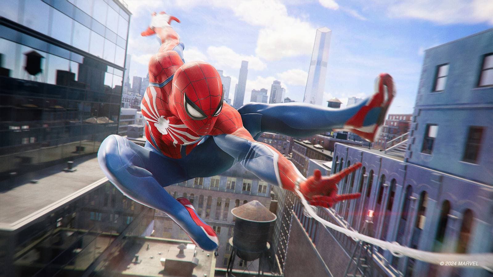 Peter Parker wearing the Fresh Start suit in Marvel's Spider-Man 2