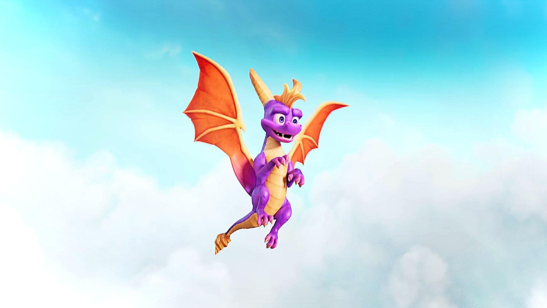 Spyro the dragon soaring through colorful skies in Spyro A Realm Beyond