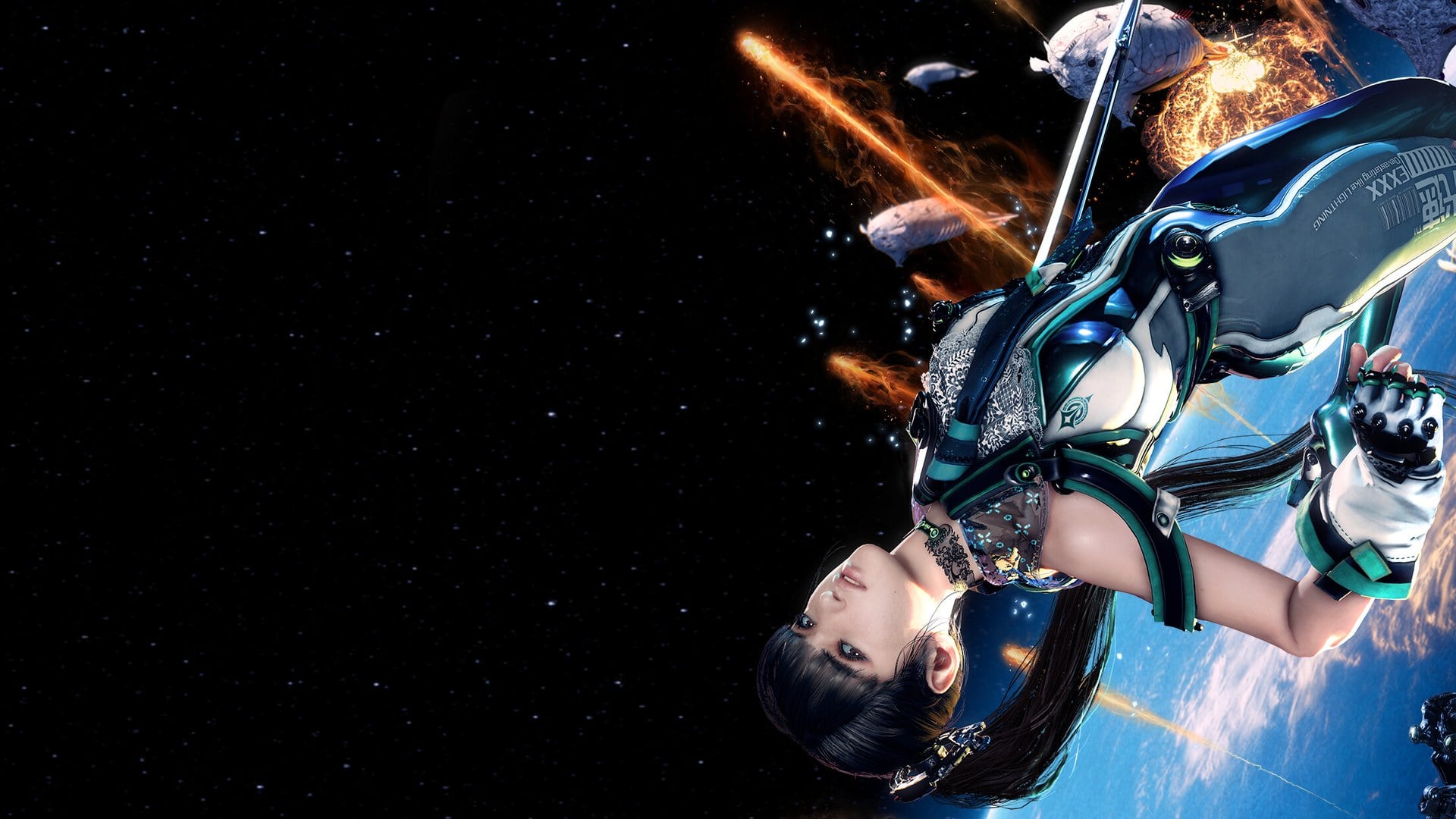 Stellar Blade Blood Rain new protagonist Evie in a cyberpunk city environment