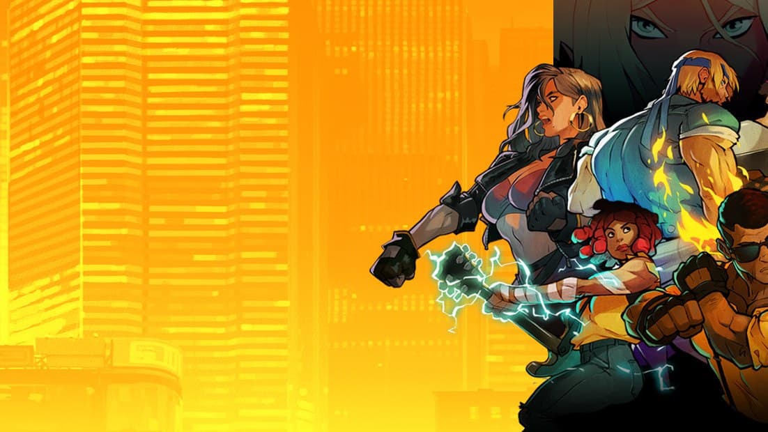 Streets of Rage 4 key art featuring Axel Stone and Blaze Fielding in action