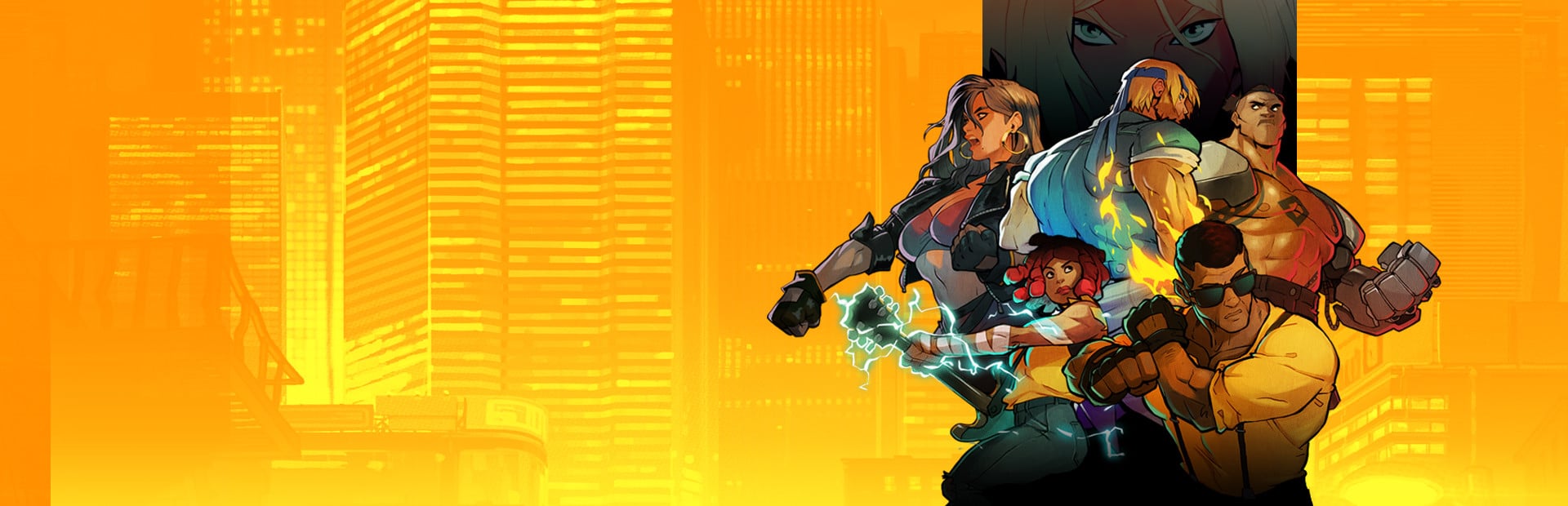 Streets of Rage 4 key art featuring Axel Stone and Blaze Fielding in action