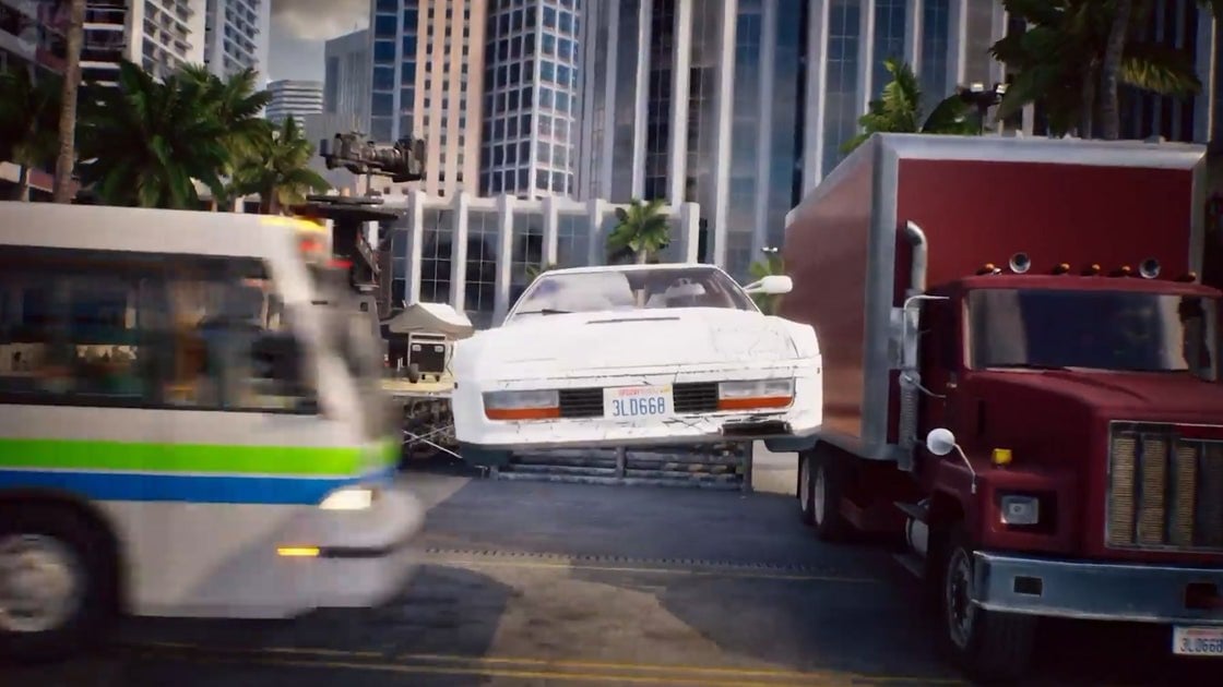 Stuntman Hollywood gameplay showing the DeLorean launching off a ramp