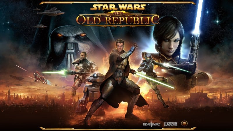 Star Wars The Old Republic promotional art featuring cybernetic enhancements and character customisation options.
