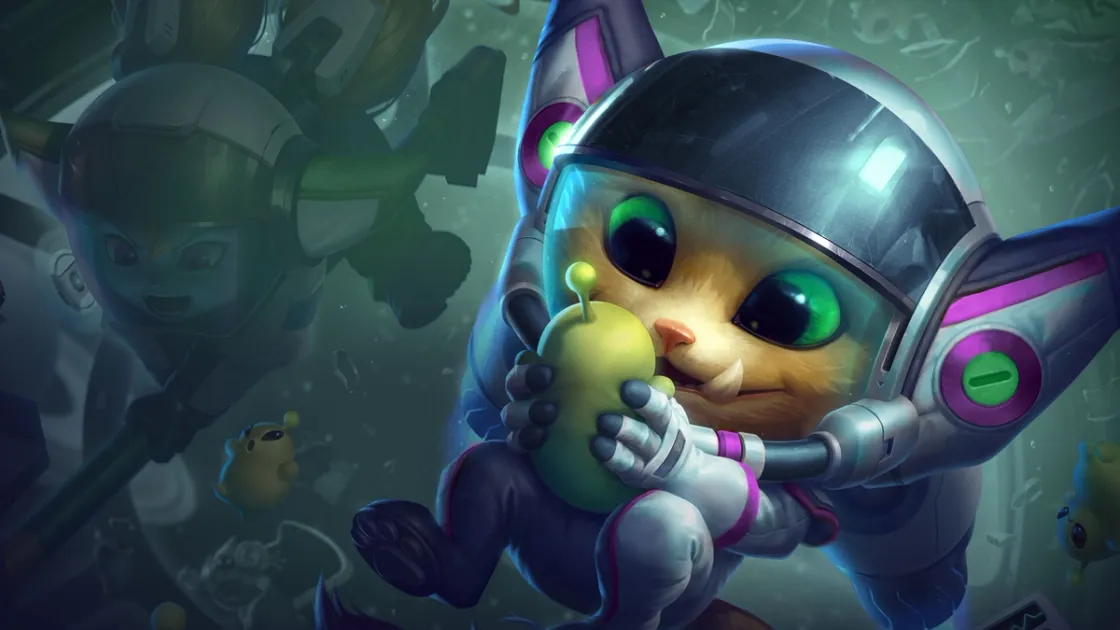 Teamfight Tactics patch 17.6 key art featuring Space Gods and Pengu's Party champions